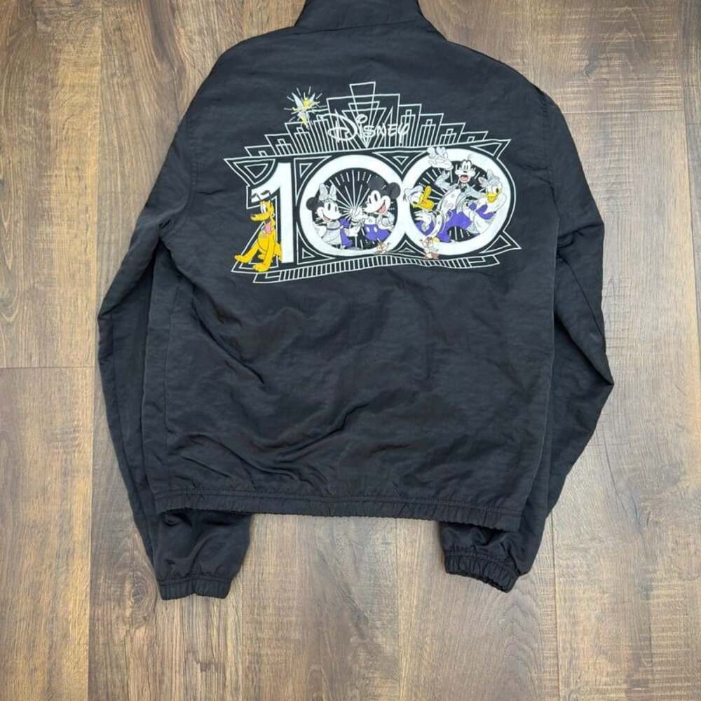 VTG Disney 100th Anniversary Mickey & Friends Windbreaker Black Jacket